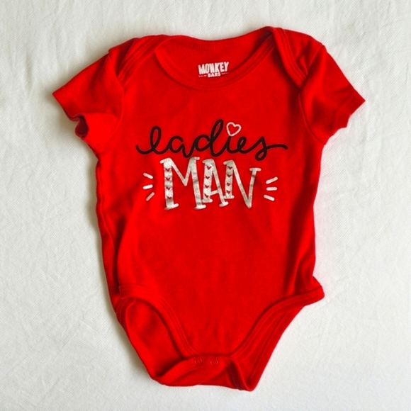 monkey bars 'ladies man' valentine's day bodysuit diaper shirt 6-9 months baby - Picture 1 of 5